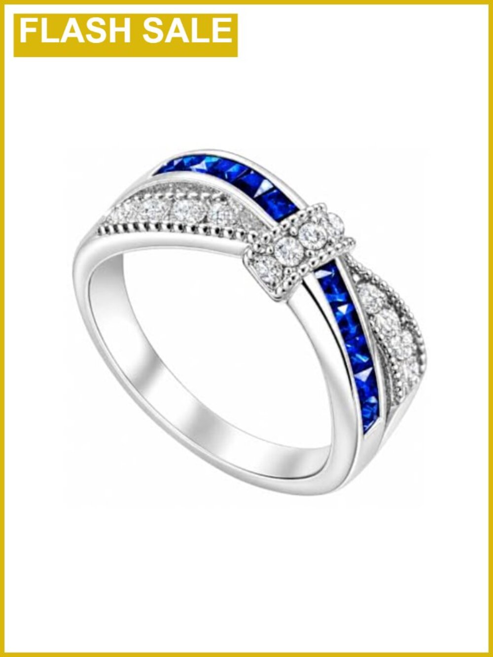 Sapphire CZ Twisted Promise Ring Stainless Steel Women